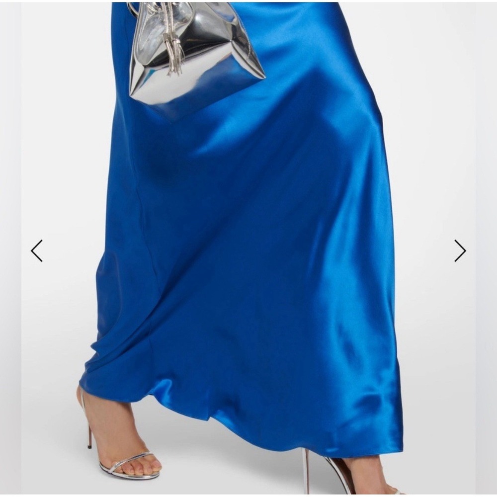 Veronica Beard Sanderson Maxi Dress Azure Blue Size 4 Silk Blend Slip Gown - Picture 6 of 15